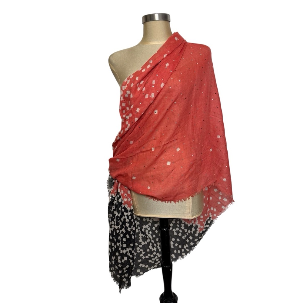 Diane Von Furstenberg Sequin Ombre Silk Wool Scarf Wrap 80x40 DVF